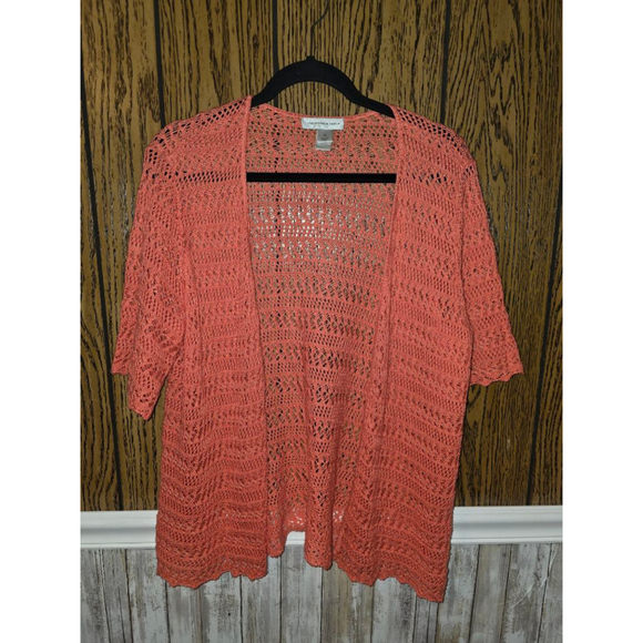 Christopher & Banks Sweaters - Women's Christopher & Banks Coral Open Knit Cardigan XL
